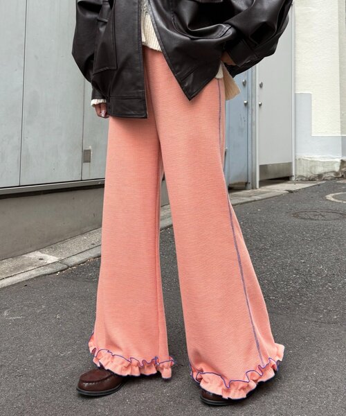 ワイドパンツ パンツ 「HELLO.SANFRANCISCO」ワッフルフレアパンツ レディースの画像