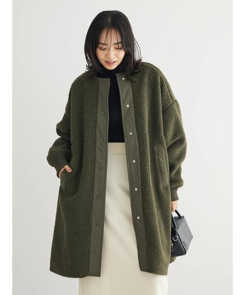 「Green Parks」 「chocol raffine robe」ノーカラーコート FREE アイボリー レディース_画像4