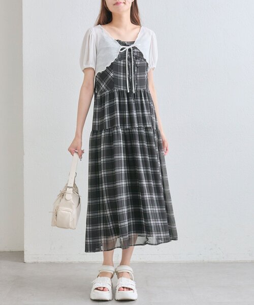 Olive des Oliveゆいワンピ【ワンピ、ボレロ付き】 OLIVE des ワンピース 「夏まで着れる/着痩せ」ボレロセット