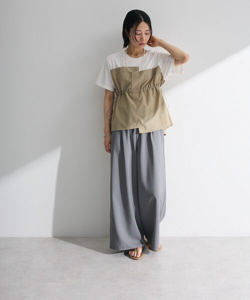 Green Parks tシャツ ビスチェドッキングドロスト5分袖プル