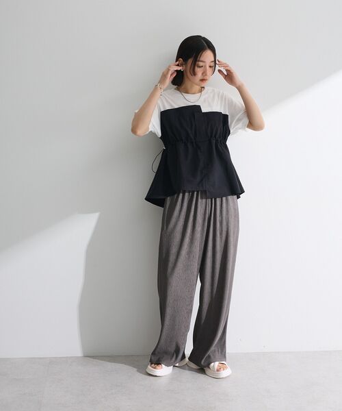 tシャツ ビスチェドッキングプルオーバー レディース Green Parks tシャツ ビスチェドッキングドロスト5分袖プル