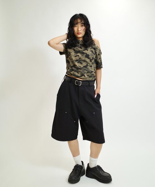 【近年モデル】クーティープロダクションズ♤ボタニカル総柄ショートパンツ　ロゴタブ 近年モデル】クーティープロダクションズ♤ボタニカル総柄