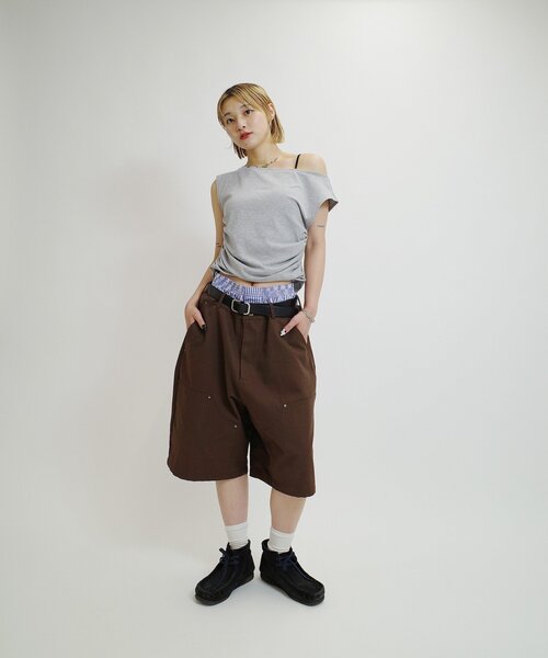 【関税込み】Sleeper ブラウン Garrick ショートパンツ WHO'S WHO gallery パンツ 「KOOKY'N/クーキー」 ダブルニー