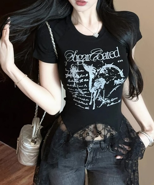新品タグ付MICALLEMICALLE デニム ドッキング カットソー Tシャツ シャカシャカドッキングTシャツ（Tシャツ/カットソー）｜sedacle