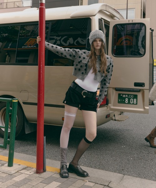 SHAGGIE カーディガン 「ViVi掲載」ドット柄ショート丈モヘア