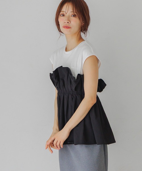 tシャツ ギャザービスチェツキフレンチスリーブ 581418 レディース