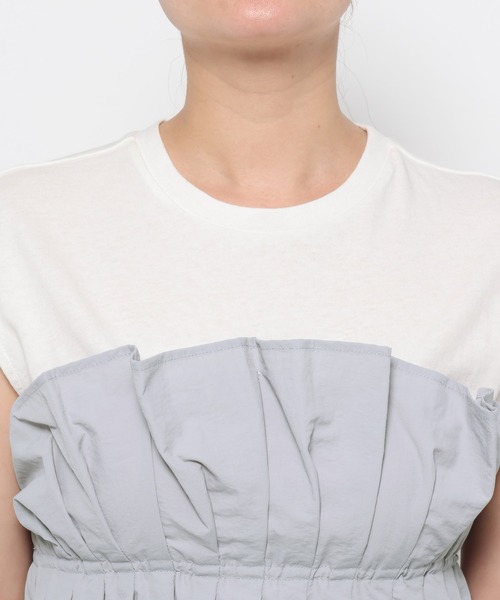 mysty woman tシャツ ギャザービスチェツキフレンチスリーブ
