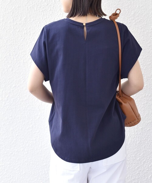「SHIPS」 半袖カットソー SMALL ネイビー レディース