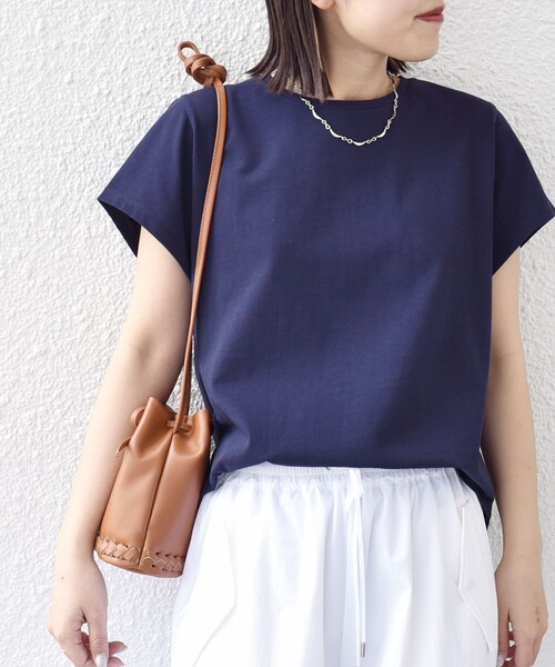 「SHIPS」 半袖カットソー SMALL ネイビー レディース