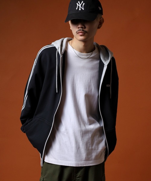 NERDY パーカー NYカラーブロックフーディージップアップ メンズ