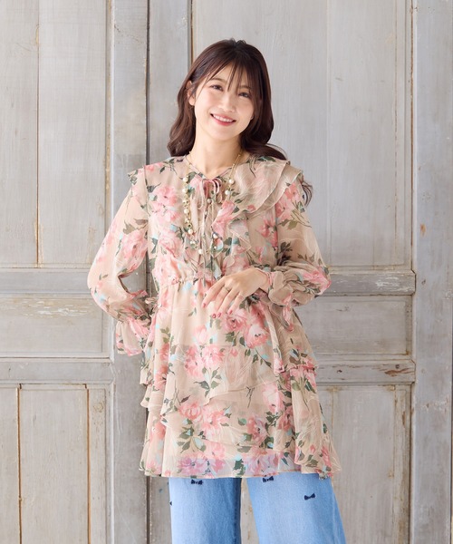 Rose Tiara ブラウス シャツ フリルチュニック レディース