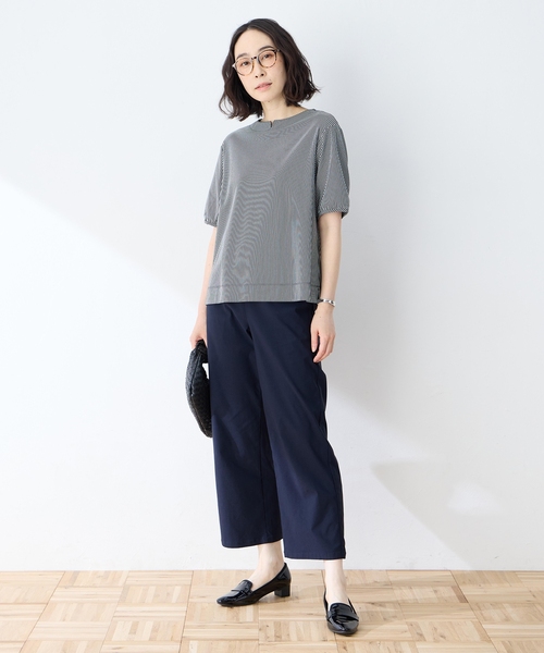 レサージュ 美品  ストライプ  ワイドオーバーシャツ ブルー ゆったり UNITED TOKYO tシャツ セーラーカラーZIP LSプルオーバー