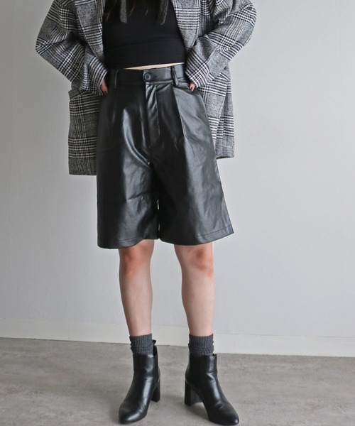 パンツ フェイクレザータックハーフパンツ レディース : ZOZOTOWN