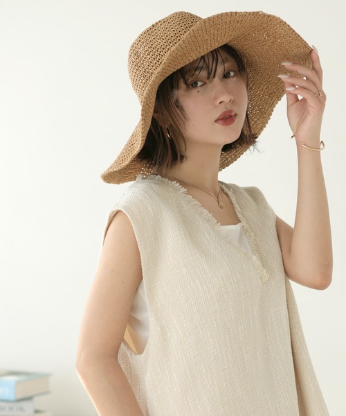 「Little＆More」 ストローハット FREE カーキ レディース_画像7