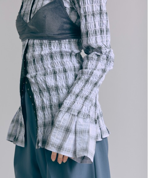 EN NEUME ブラウス シャツ Smocked Check Blouse レディース