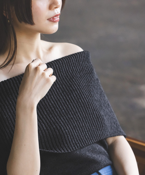 NOBLE（ノーブル） 半袖ニット FREE ブラック レディース : ZOZOTOWN