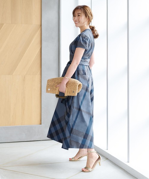 「ur's」 半袖ワンピース S ブルー系その他 レディース_画像4