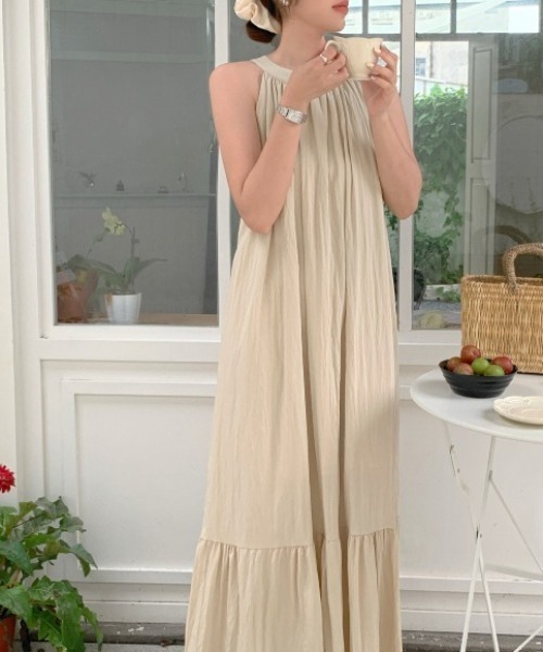 「FREE STYLISTS」 「YUGA」ノースリーブワンピース FREE ベージュ レディース_画像9