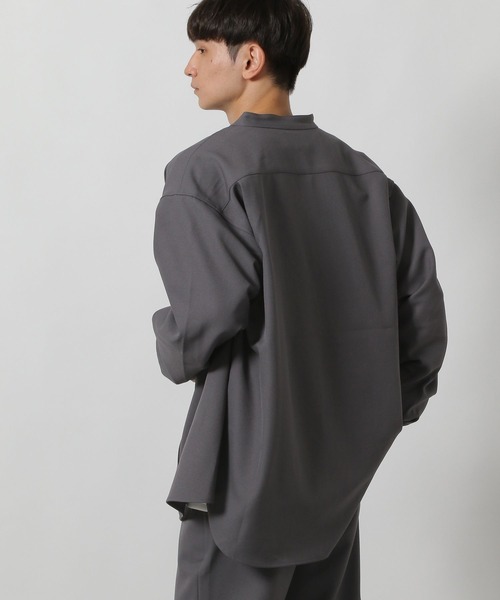 LAKOLE（ラコレ） シャツ 「セットアップ」STR/PEバンドカラーシャツ