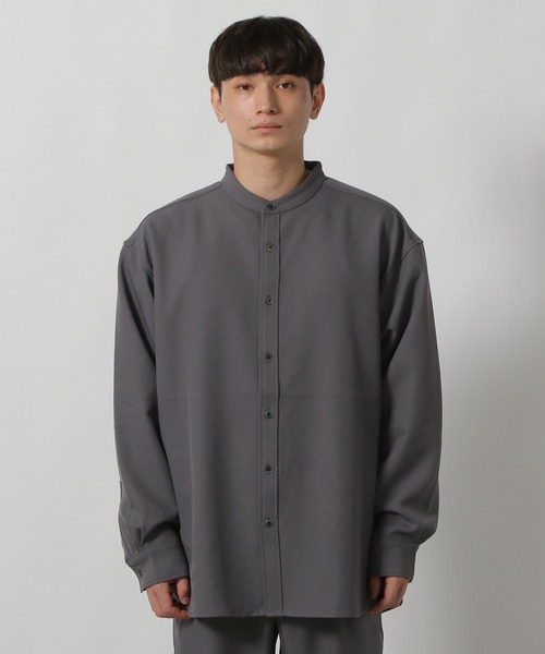 LAKOLE（ラコレ） シャツ 「セットアップ」STR/PEバンドカラーシャツ