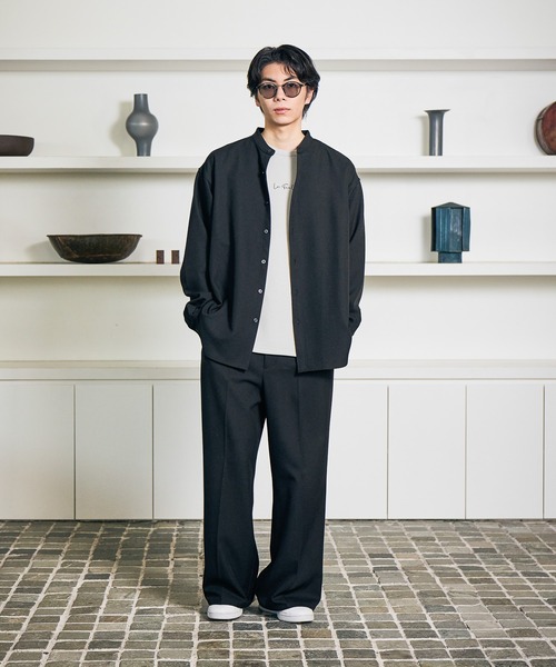 LAKOLE シャツ 「セットアップ」STR/PEバンドカラーシャツ / 592181