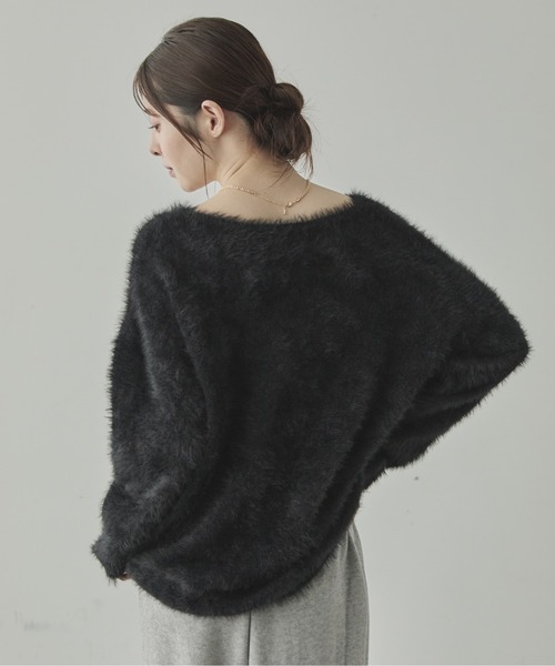 ニット セーター アンゴラタッチVネックニットプルオーバー レディース