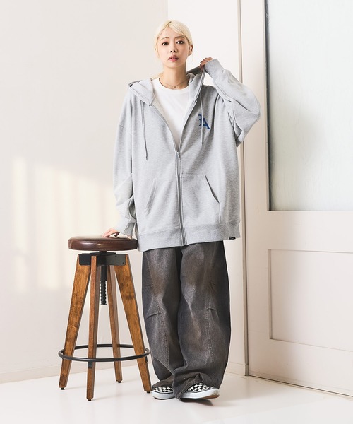 パーカー 「SAVIER：サビアー」LA ロゴ刺繍 ショート丈 フルジップパーカー 「セットアップ可能」 メンズ レディース | savier | 14