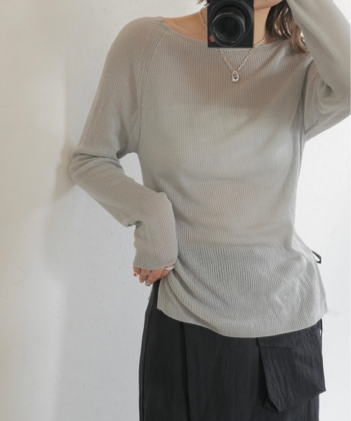 「Reurie'」 長袖ニット FREE グレー レディース_画像5