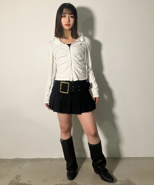 KOM（ドットコム） 「.KOM/ドットケーオーエム」Center Ruched Zip-Up
