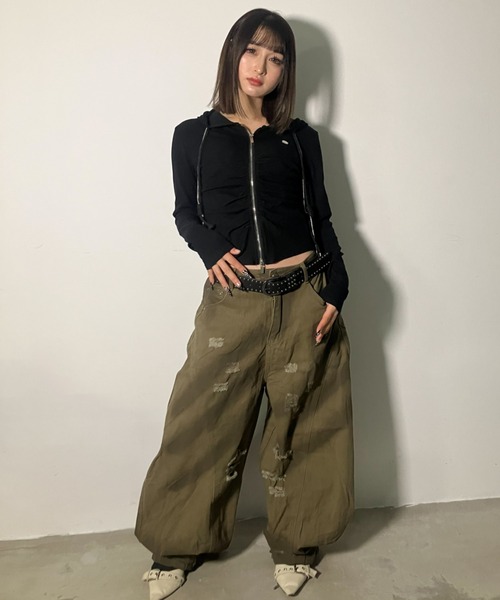 トップス KOME KOM（ドットコム） 「.KOM/ドットケーオーエム」Center Ruched Zip-Up