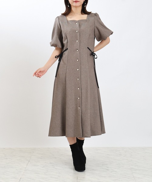 「ASTORIA ODIER」 半袖ワンピース LARGE ブラウン レディース_画像9