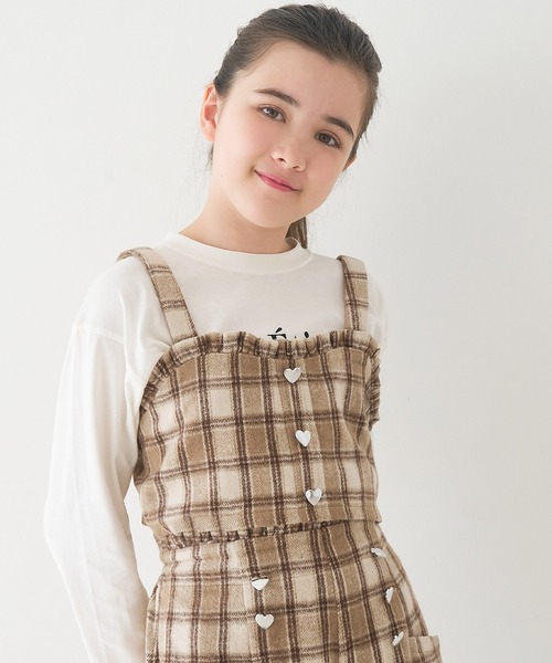 coca（コカ） tシャツ キッズ ハートボタンチェックビスチェ キッズ