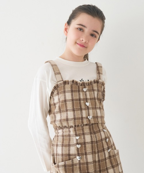 coca（コカ） tシャツ キッズ ハートボタンチェックビスチェ キッズ