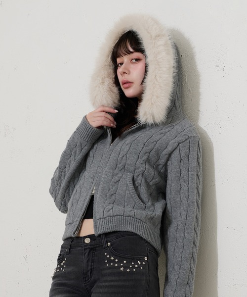 FCMM パーカー 「日本限定」FUR HOODIE KNIT / ファーフーディニット