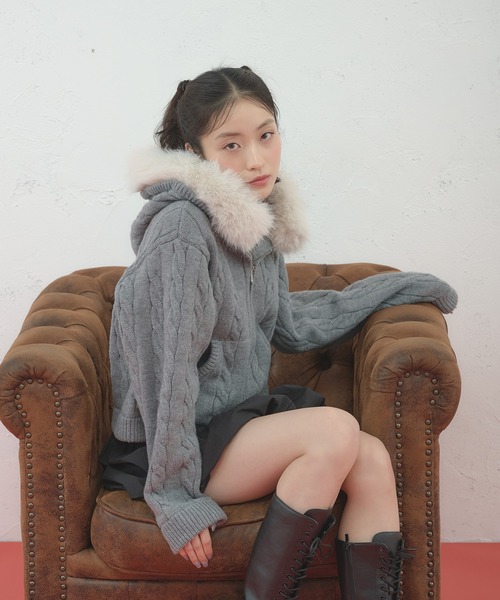 FCMM パーカー 「日本限定」FUR HOODIE KNIT / ファーフーディニット