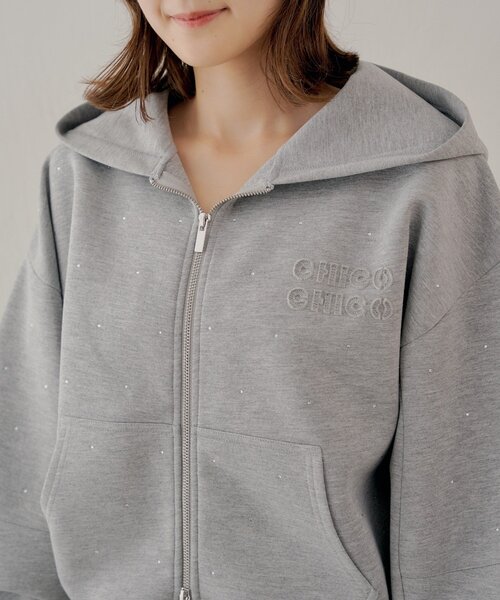 Chico（チコ） ジップアップパーカー FREE グレー レディース