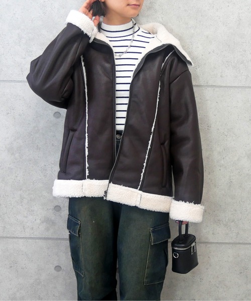 FUN ムートンコート ボアコート ゴウヒムートンジャケット レディース