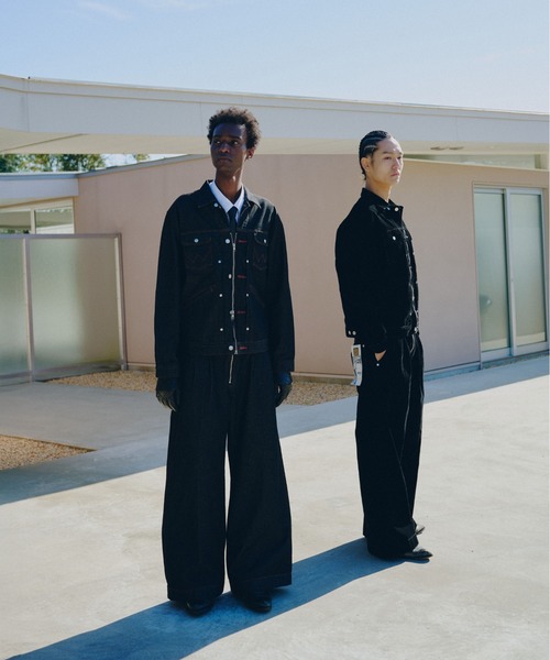 Camphor wood ジーンズ 「 Wrangler × 」front zip 2tuck wide baggy