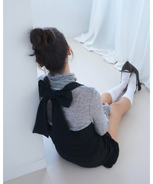 Smyeon tシャツ Ribbon halter-neck top/リボンホルターネック