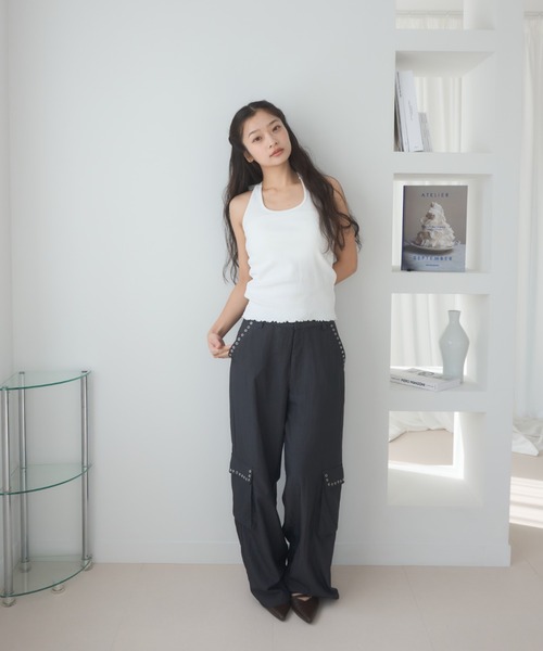 Smyeon tシャツ Ribbon halter-neck top/リボンホルターネック