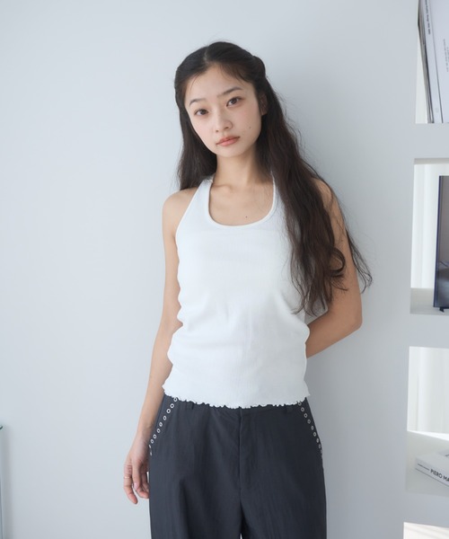 Smyeon tシャツ Ribbon halter-neck top/リボンホルターネック