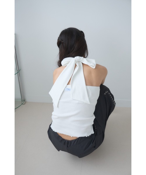 Smyeon tシャツ Ribbon halter-neck top/リボンホルターネック