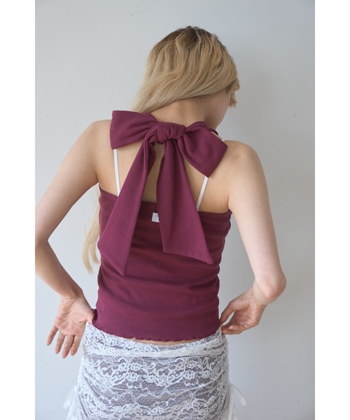 Smyeon tシャツ Ribbon halter-neck top/リボンホルターネック