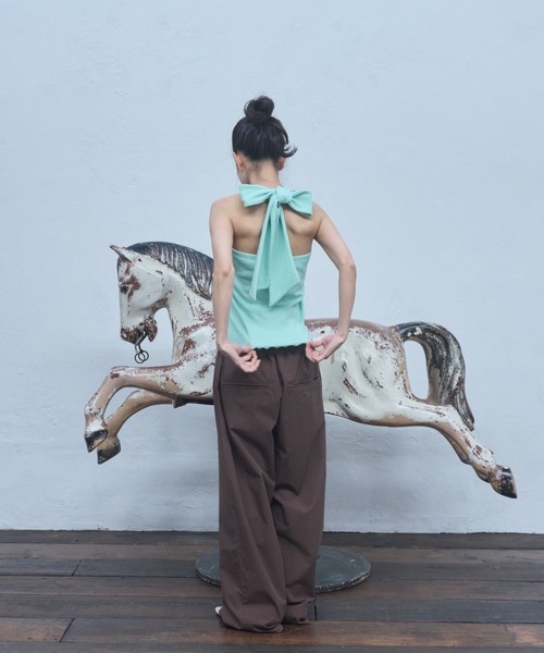 Smyeon tシャツ Ribbon halter-neck top/リボンホルターネック