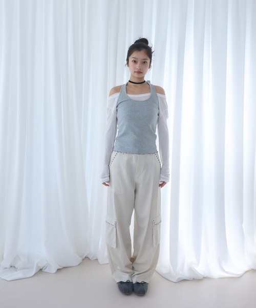 Smyeon tシャツ Ribbon halter-neck top/リボンホルターネック