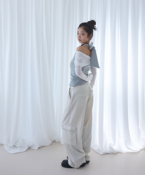 Smyeon tシャツ Ribbon halter-neck top/リボンホルターネック