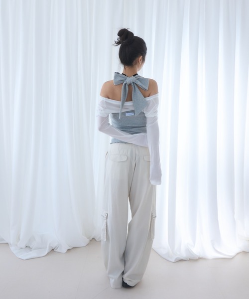 Smyeon tシャツ Ribbon halter-neck top/リボンホルターネック