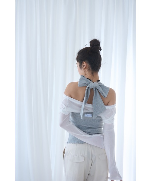 Smyeon tシャツ Ribbon halter-neck top/リボンホルターネック
