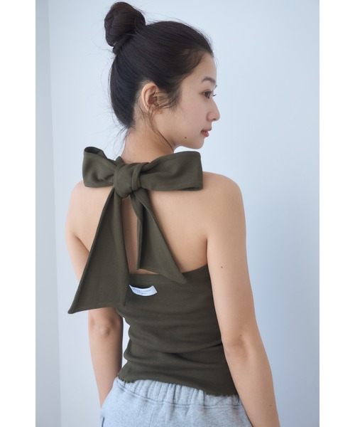 Smyeon tシャツ Ribbon halter-neck top/リボンホルターネック