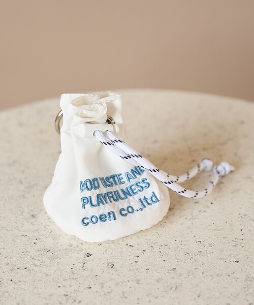 coen（コーエン） ポーチ ロゴ刺繍 ミニ巾着ポーチキーホルダー